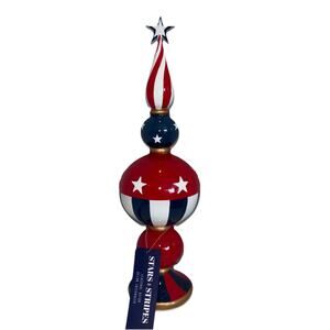 4th of July Tiered Patriotic Finial Topiary Decor Stars and Stripes Fourth Large